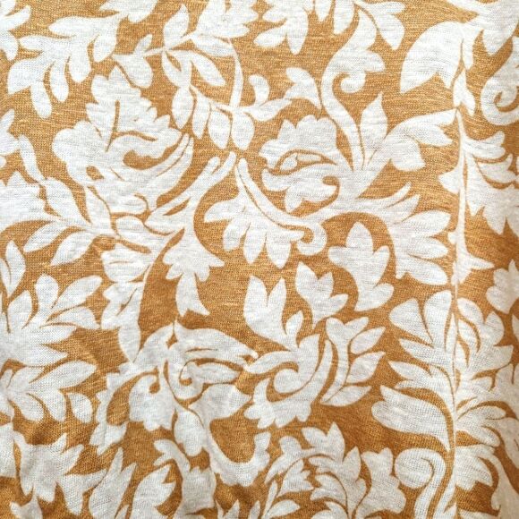 Tahari 100% Linen, Gold Floral All Over Print, Assymetrical Hem Line Size XL - Picture 4 of 4